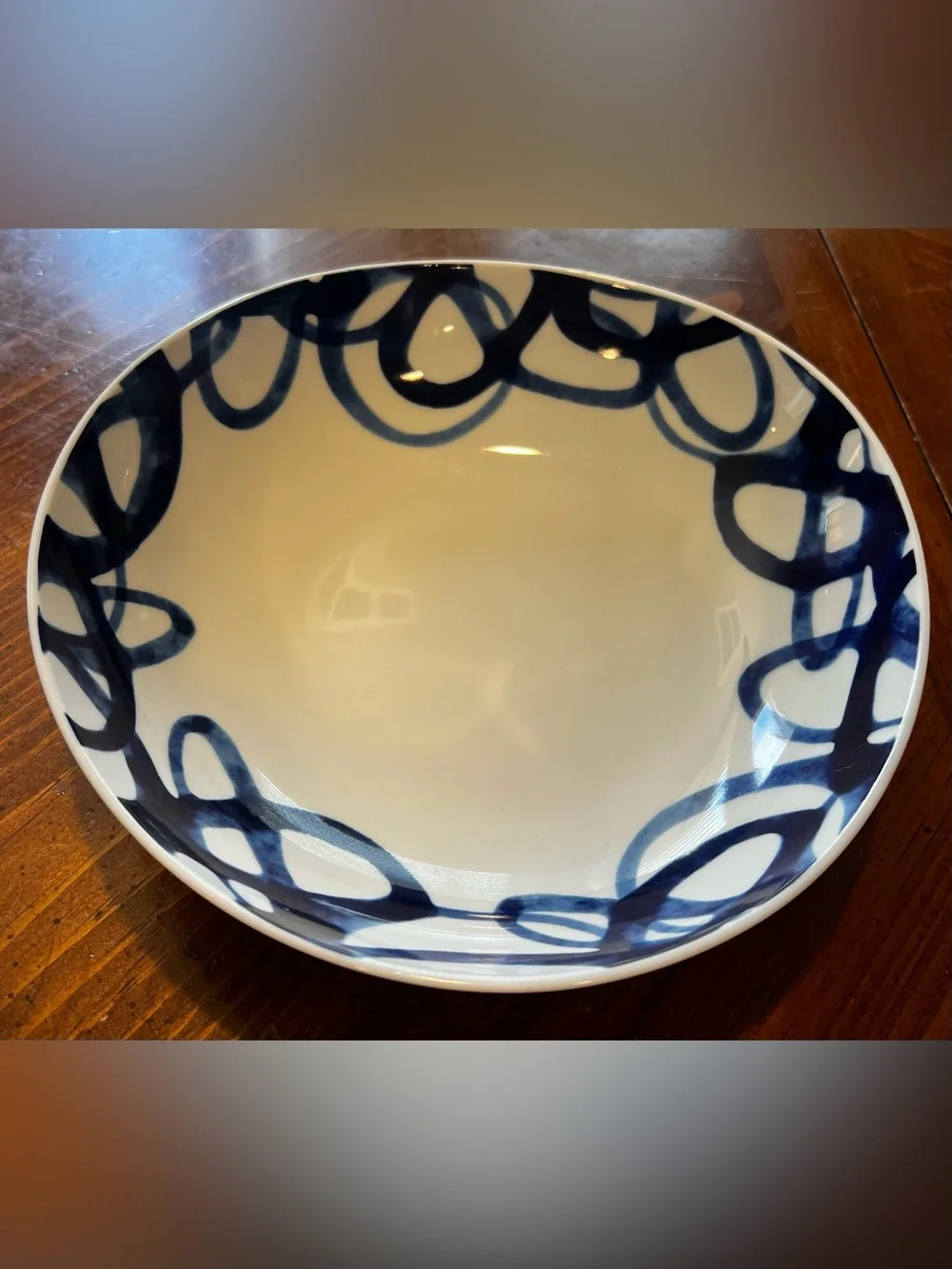 HTF 8” Crate & Barrel COMO Coupe Pasta Bowl Blue Swirl Pattern By Paola Navone